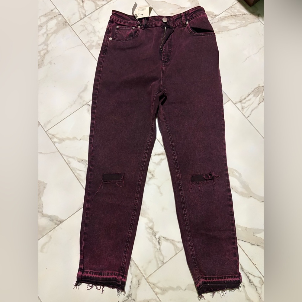 ASOS Women's Distressed (Plum)burgundy 
 Jeans. NWT